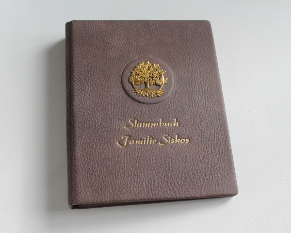 Stammbuch "Goldene Lebensbaum" aus braunem Büffelleder